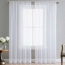 White Luxton Rod Pocket Voile Sheer Curtains (Set of 2)