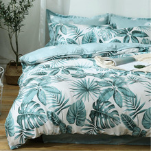Green Clive Tropical Plant Quilt Cover Set