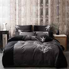 Embroidered Oriental Bamboo Microfibre Quilt Cover Set
