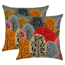 Autumn Forest Abstract Flower Cushion Covers (Set of 2)