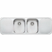 Petite 1430mm Topmount Double Stainless Steel Kitchen Sink with Drainers