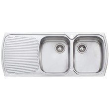 Monet Right Hand Double Topmount Kitchen Sink with Drainboard