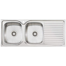 Endeavour 1130mm Topmount Double Kitchen Sink with Right Drainer