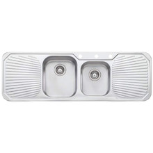 Petite 1430mm Topmount 1 & ¾ Stainless Steel Kitchen Sink with Drainers
