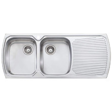 Monet 1200mm Topmount Double Stainless Steel Kitchen Sink with Right Drainer