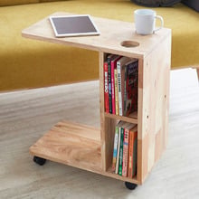 Mahonnah C-Shaped Rubberwood Side Table