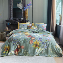 Green Partout des Fleurs Quilt Cover Set