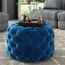 Athena Round Velvet Ottoman