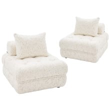 Beige Ella 76cm Wool-Blend Lounge Chairs (Set of 2)