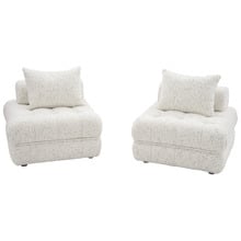 Beige Ella 120cm Wool-Blend Lounge Chairs (Set of 2)