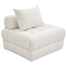 White Ella 120cm Boucle Lounge Chair