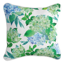 Green & Blue Hydrangeas Mia Linen-Blend Cushion Cover