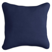 Navy with White Piping Linen-Blend Cushion Cover