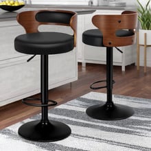 Ackley Faux Leather Adjustable Barstools (Set of 2)