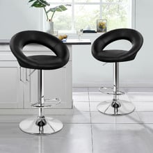 Sawda Faux Leather Adjustable Barstools (Set of 2)