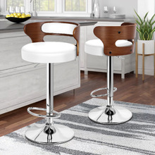 Ackley Faux Leather Adjustable Barstools (Set of 2)