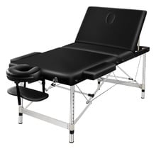 Black Carson 65cm Faux Leather 3 Fold Lift Up Massage Table