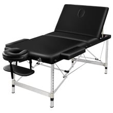 Black Carson 85cm Faux Leather 3 Fold Massage Table
