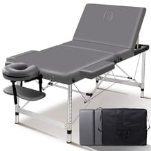 Grey Carson 65cm Faux Leather 3 Fold Lift Up Massage Table