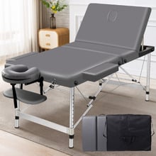 Grey Carson 65cm Faux Leather 3 Fold Lift Up Massage Table
