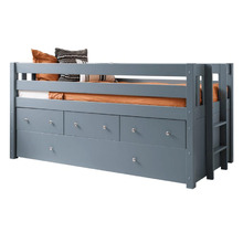 Laurent Pine Wood Single Bed with Storage
