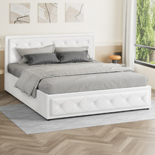 White Hoyce Boucle Gas Lift Bed