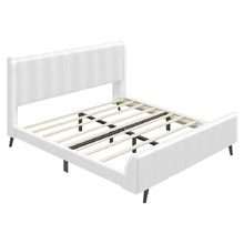 White Ross Faux Leather Platform Bed