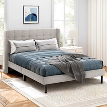 Beige Hobbs Upholstered Bed Frame