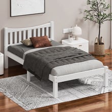 White Carmilla Pine Wood Bed Frame