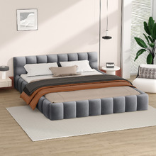 Grey Ellie May Velvet Platform Bed