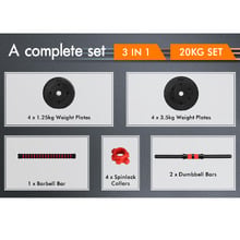 4 in 1 Wellington 20kg Dumbbell Set
