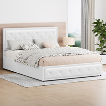 White Hoyce Faux Leather Gas Lift Bed