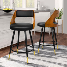 Davian Faux Leather Swivel Bar Stools (Set of 2)