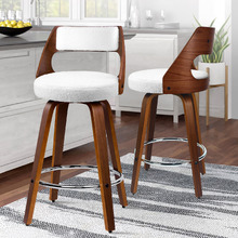 65cm Laureen Boucle Swivel Bar Stools (Set of 2)