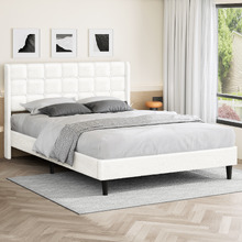 White Zadie Boucle Bed