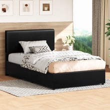 Black Hudson Faux Leather Gas Lift Storage Bed