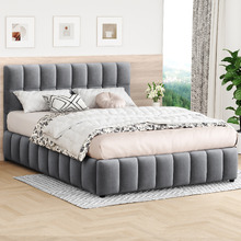 Grey Ellie May Velvet Gas Lift Storage Bed Frame