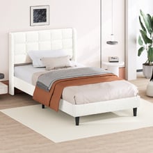 White Zadie Boucle Bed