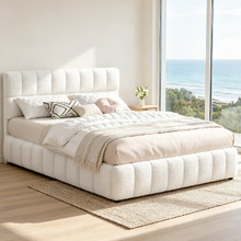 White Ellie May Boucle Gas Lift Storage Bed Frame