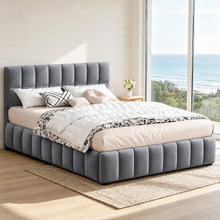 Grey Ellie May Velvet Gas Lift Storage Bed Frame