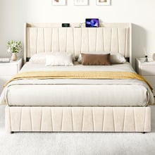 Landon Velvet Bed Frame with Charging Station & Drawers