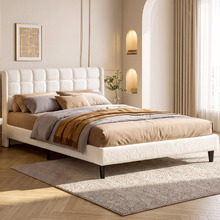 White Zadie Boucle Bed
