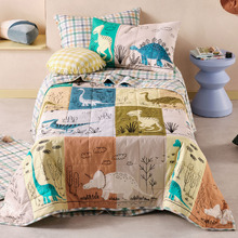 Prehistoric Patchwork Organic Cotton Double Coverlet Set