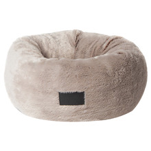 Taupe Plush Donut Faux Fur Dog Bed