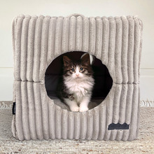 Mousse Large Cube Velour Corduroy Cat Bed