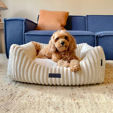 Velour Corduroy Bolstered Dog Bed
