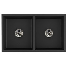 Ontario 780mm Black Double Bowl Granite Kitchen Sink