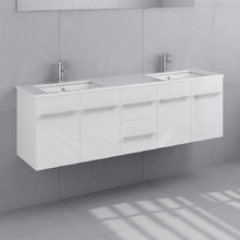 Hudson 1500mm Gloss White Wall Hung Double Vanity