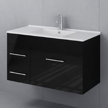 Mobella 900mm Gloss Black Wall Hung Single Vanity