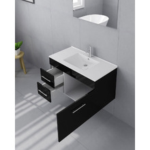 Mobella 900mm Gloss Black Wall Hung Single Vanity